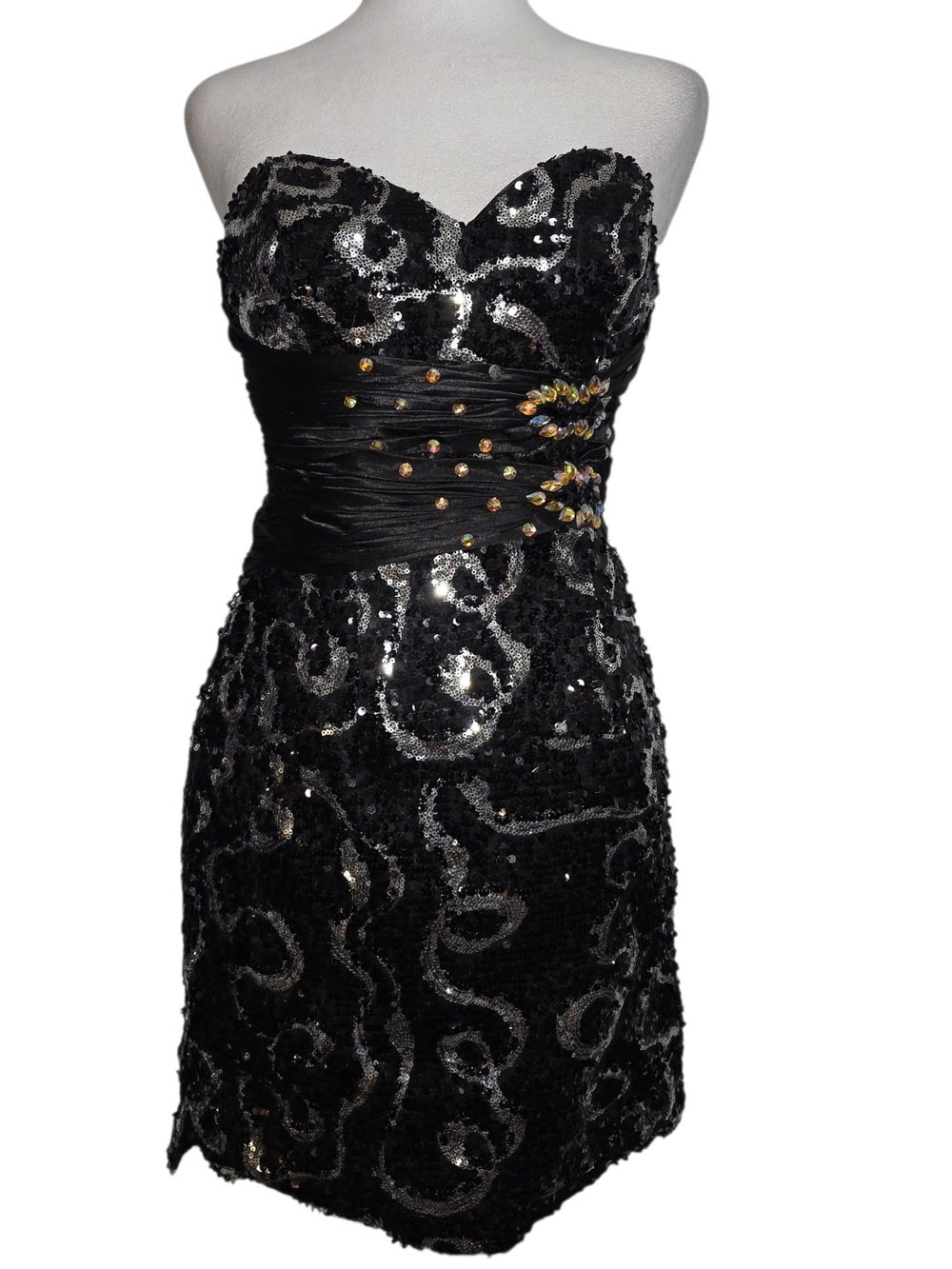Juliet Fashion Milex Black Sequin Strapless Cocktail Party Dress Size S